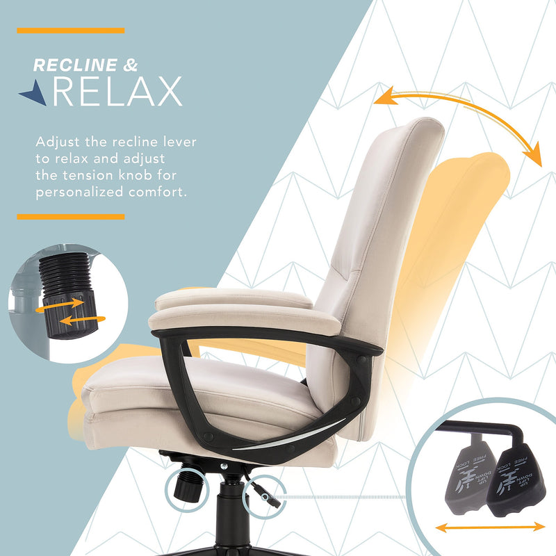 Click365 Ergonomic Velvet Swivel Executive Chair, Taupe (CCHR10024D)