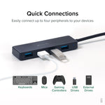 Plugable USB C to USB Adapter Hub, 4 Port USB 3.0 Hub, USB Splitter for Laptop