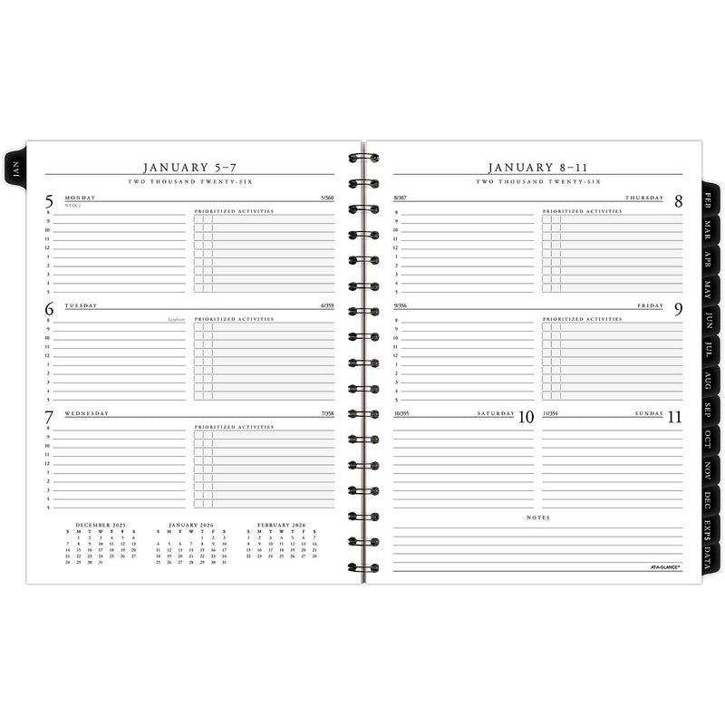 2026 AT-A-GLANCE Executive 8.75" x 6.5" Weekly & Monthly Appointment Book Refill, White/Black (70-908-10-26)