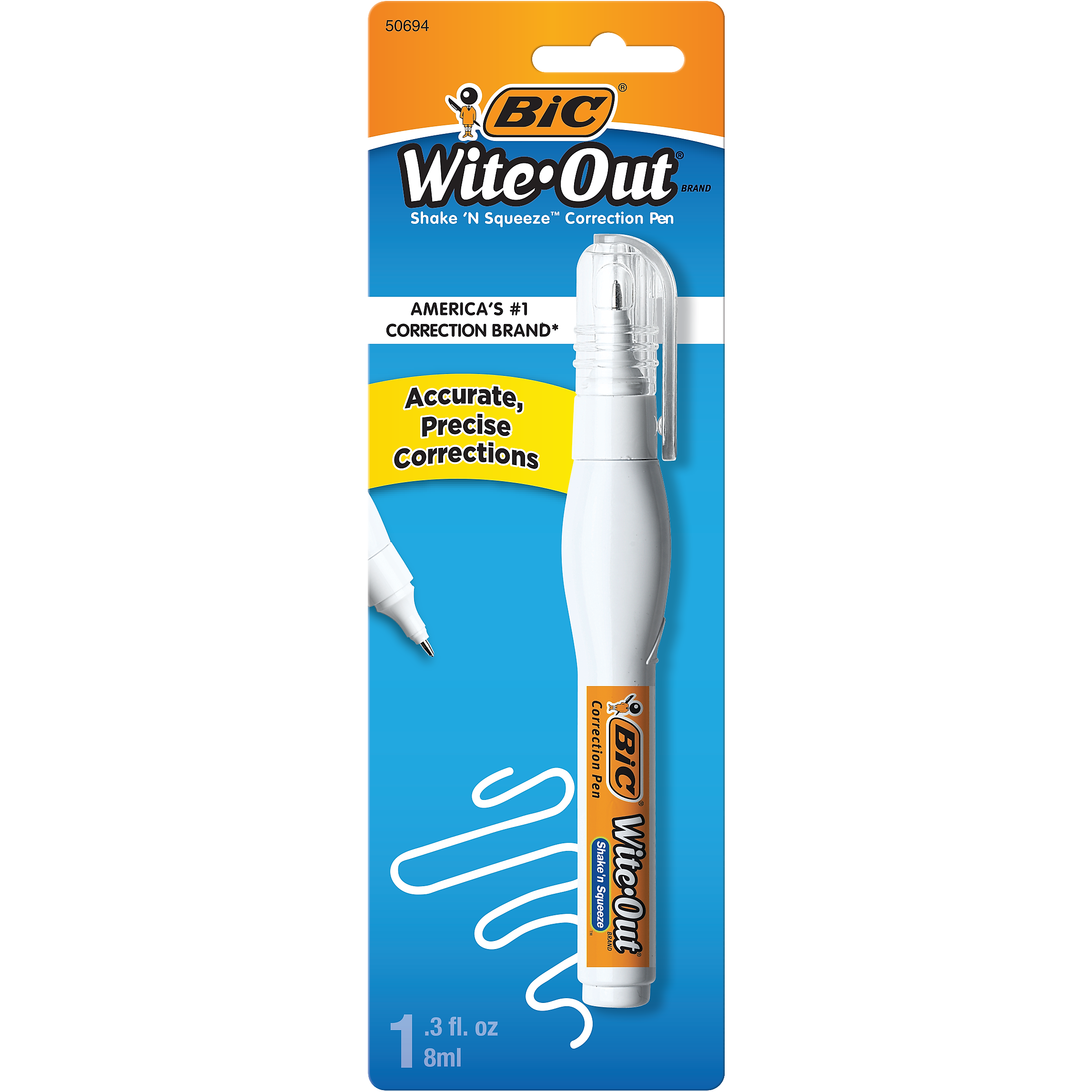BIC Wite-Out Shake 'N Squeeze Correction Pen, White (50694/WOSQPP11)