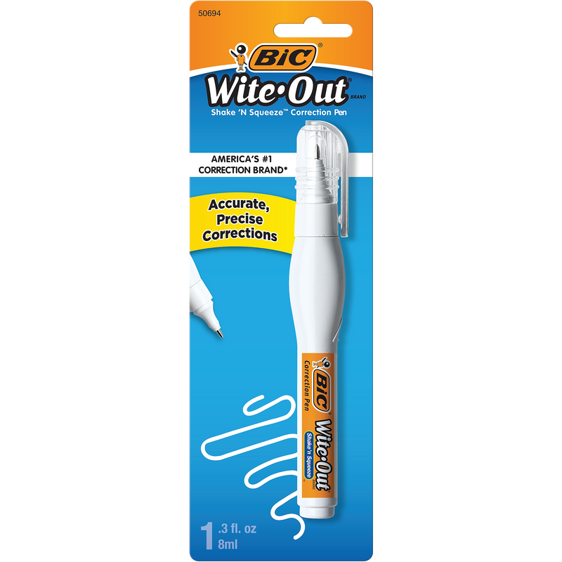 BIC Wite-Out Shake 'N Squeeze Correction Pen, White (50694/WOSQPP11)