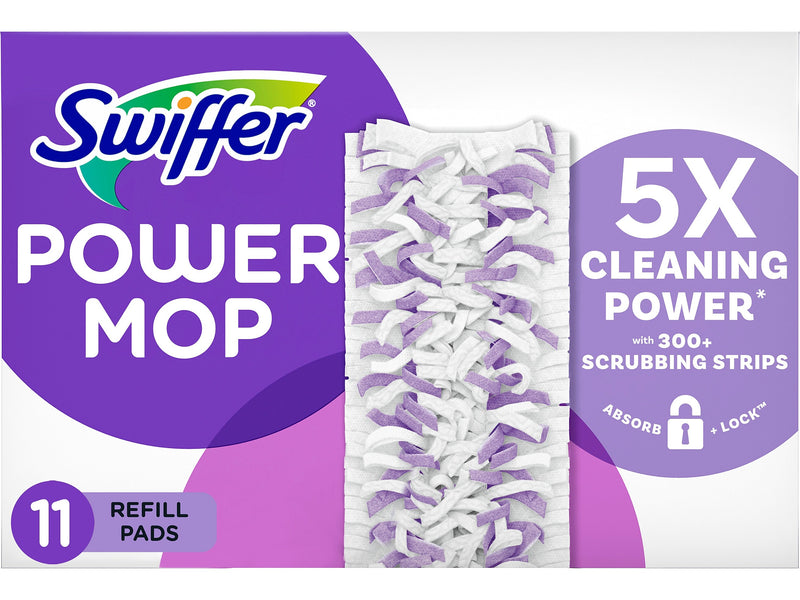 Swiffer PowerMop Multi-Surface Mopping Pad, White/Purple, 11/Pack (12868)