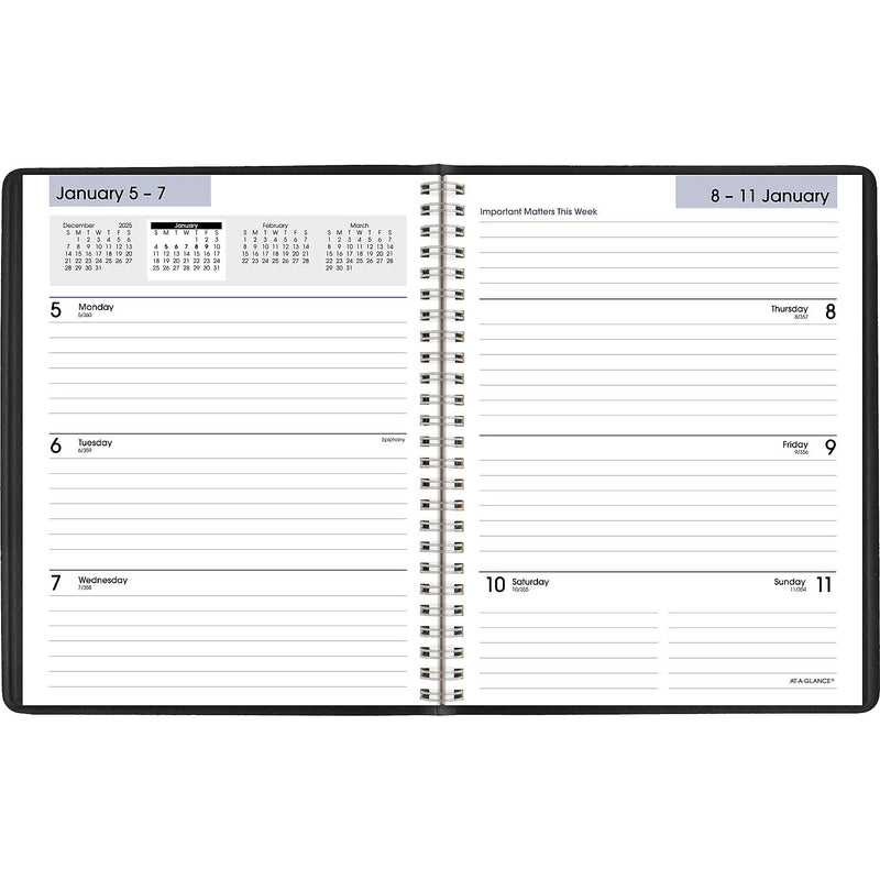 2026 AT-A-GLANCE DayMinder Executive 7" x 8.75" Weekly & Monthly Planner, Faux Leather Cover, Black (G546-00-26)