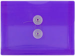 JAM Paper Premium Plastic Filing Envelope with Button & String Closure, Purple, 3/Pack (920B1PUX3)