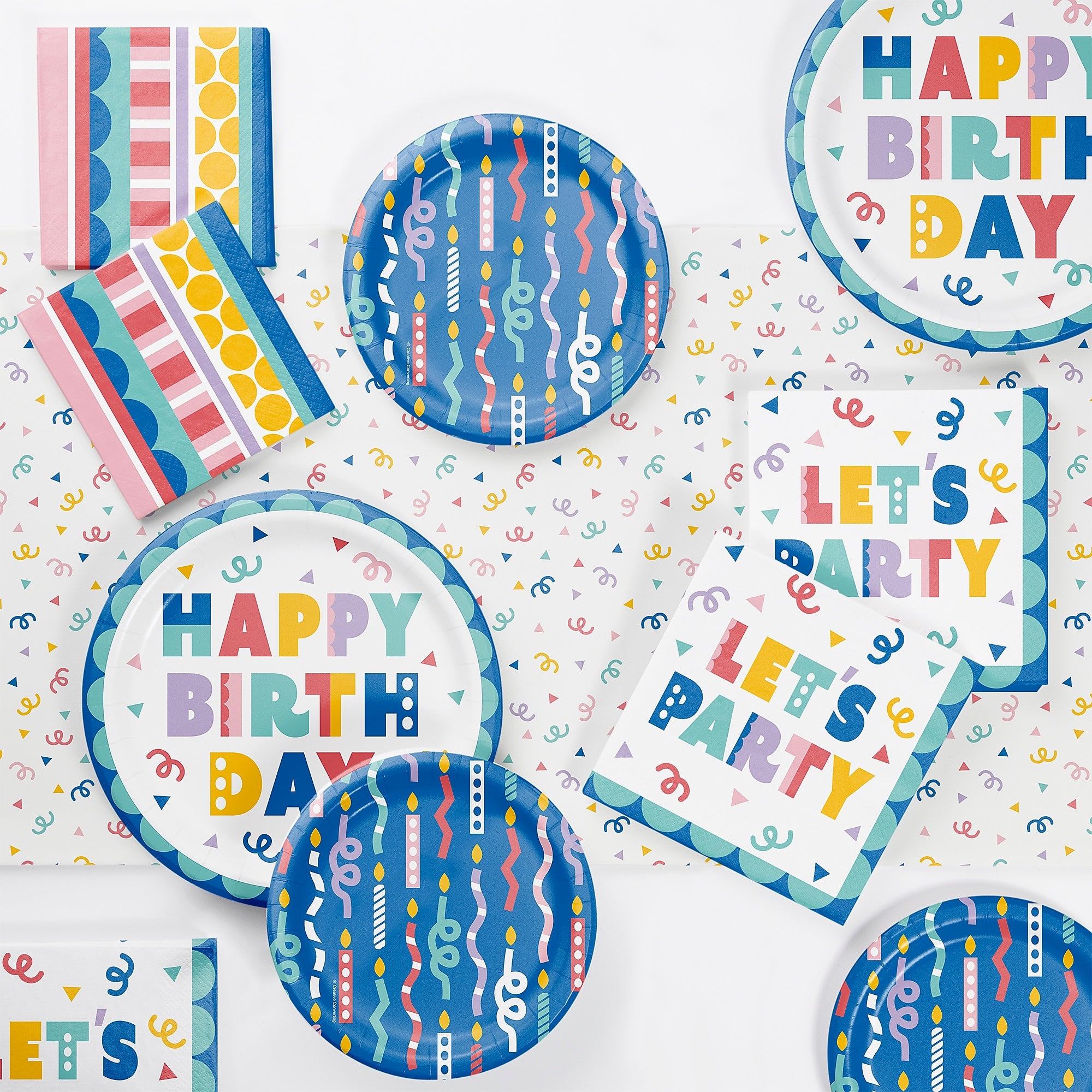 Creative Converting Party Patterns Let's Party Birthday Tableware Kit, Multicolored, 49/Pack (DTC9507E2A)