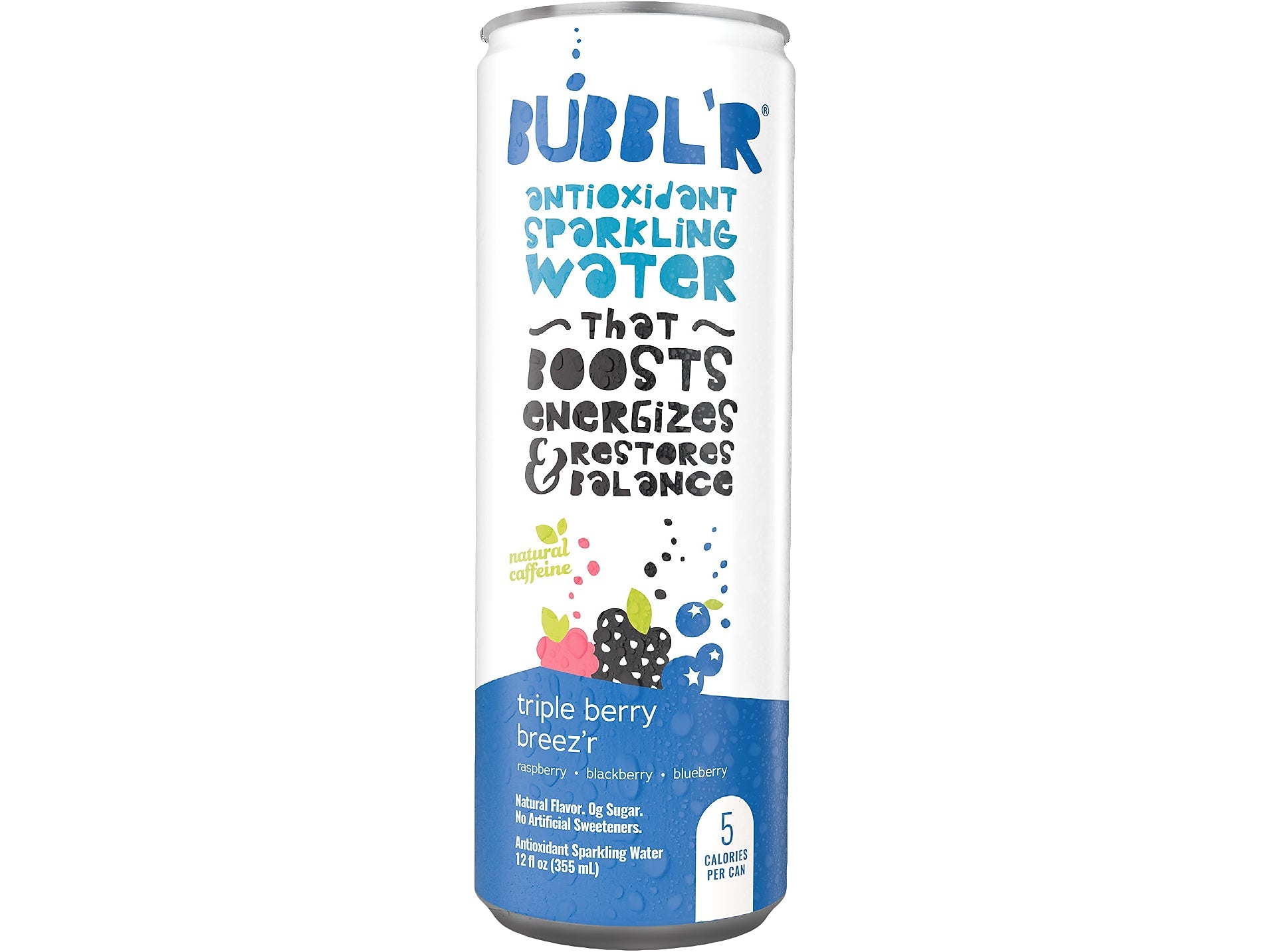 Bubbl'r Antioxidant Triple Berry Breez'r Flavored Sparkling Water, 12 oz., 12 Cans/Carton (028435600282)