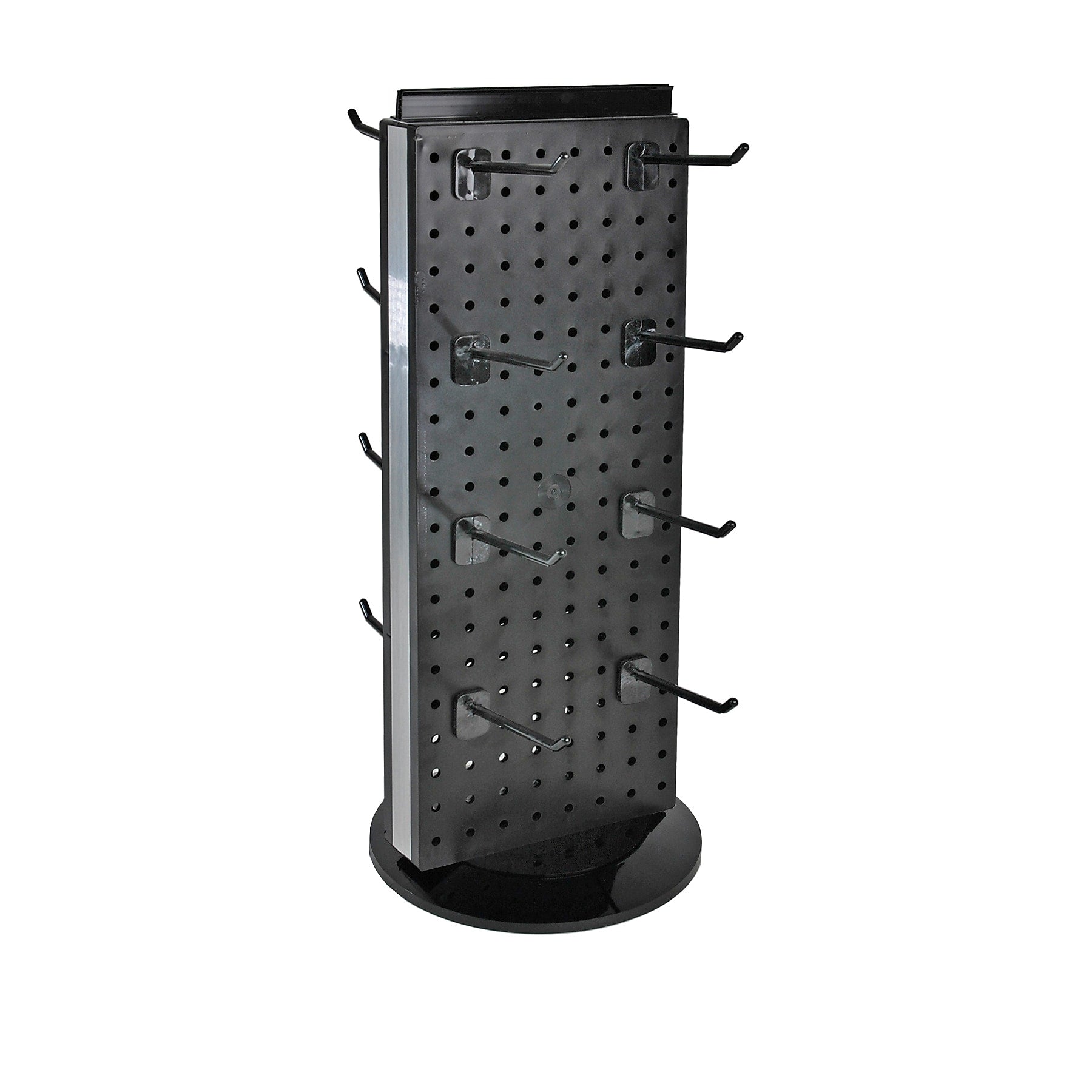 Azar Displays 20”H x 8”W Pegboard Counter Display with 16 4" Hooks, Black (700508-BLK-4C16)