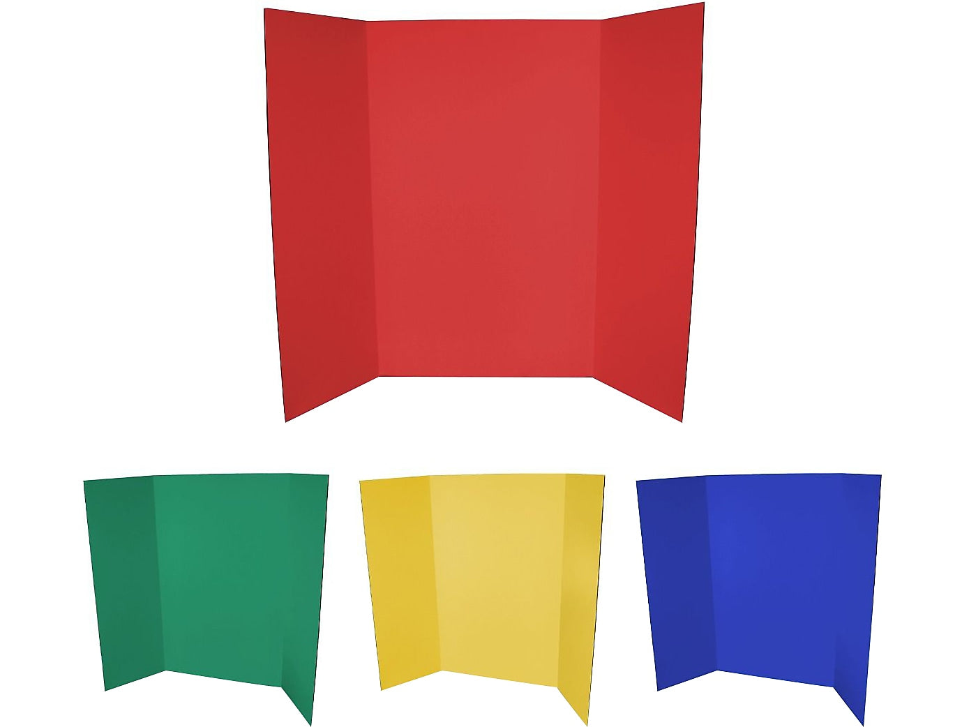 Flipside Tri-Fold Project Boards, 48" x 36", Corrugated Paper, Assorted Colors, 4/Pack (16073)