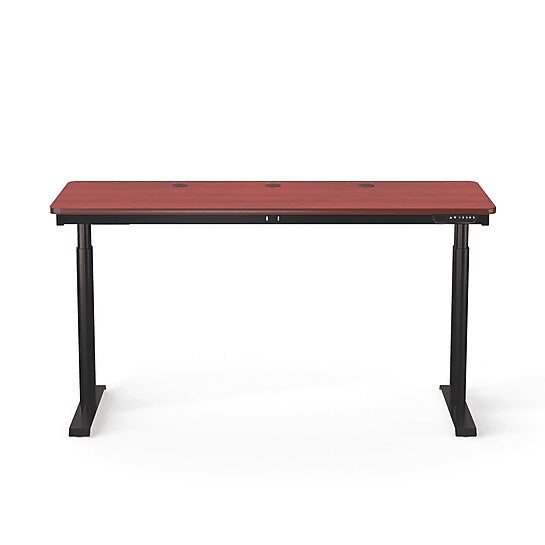 VersaDesk PowerLift 60"W Electric Rectangular Adjustable Standing Desk, Cherry/Black (PLSDR6024-BC-APP)