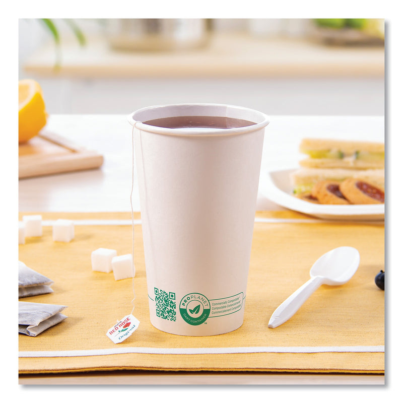 SOLO Compostable Paper Hot Cups, ProPlanet Seal, 16 oz, White/Green, 1,000/Carton