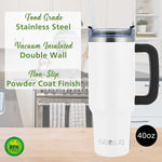 Brentwood Geojug Stainless Steel Double Walled Tumbler Cup, 40 oz., Cream (CMB-1200CRM)