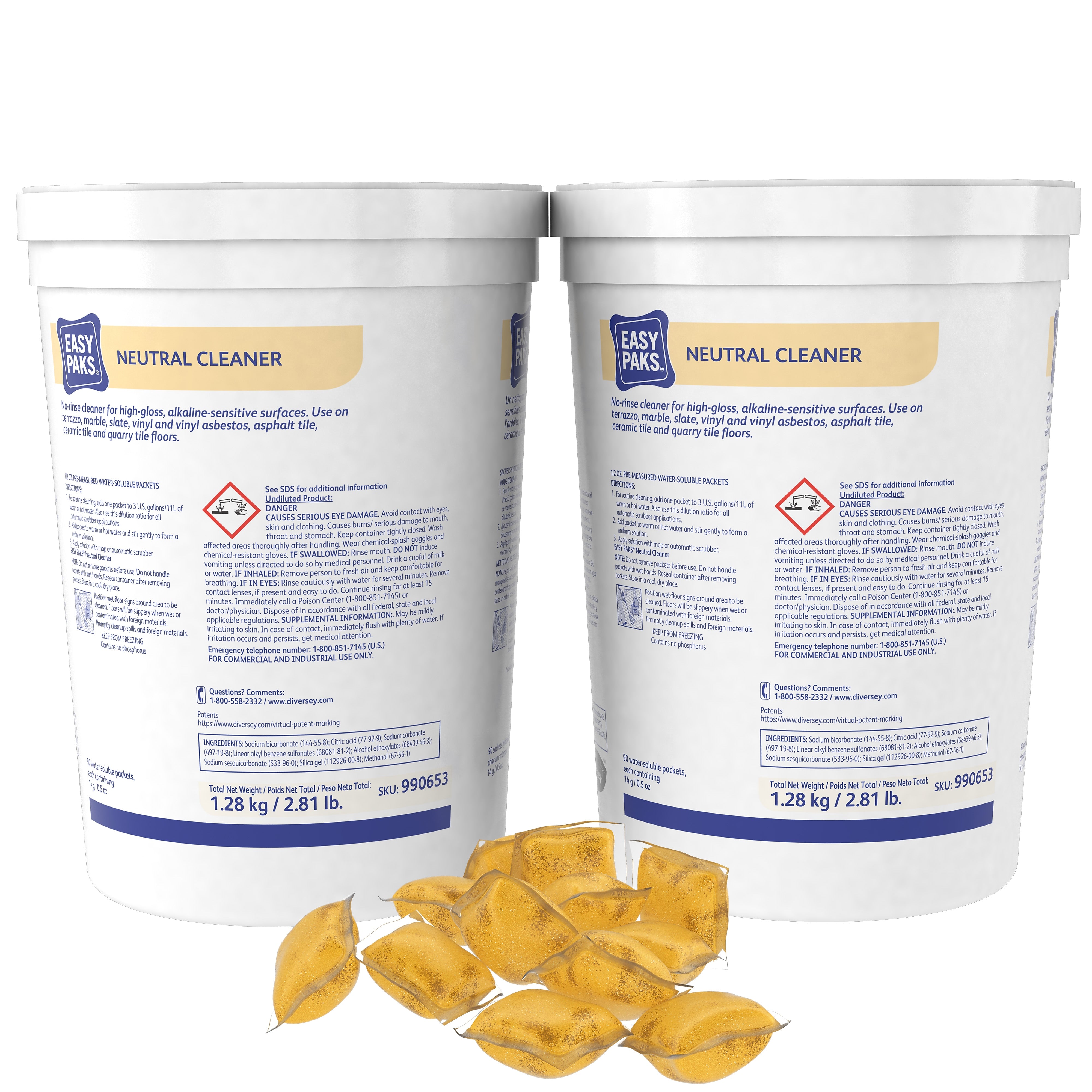 Easy Paks Neutral Cleaner, .5oz Pine Forest Packets, 90/Tub, 2 Tubs/Carton (990653)