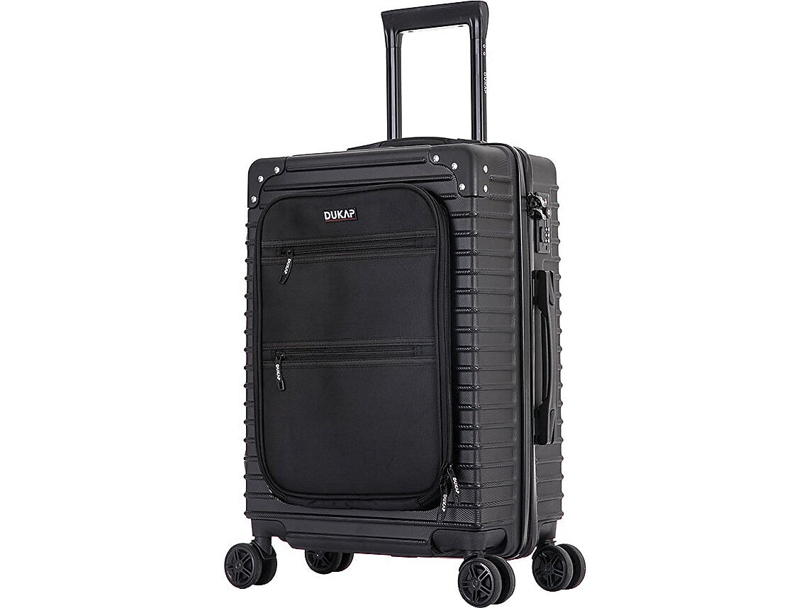 DUKAP Tour 20" Hardside Carry-On Suitcase, 4-Wheeled Spinner, TSA Checkpoint Friendly, Black (DKTOU00S-BLK)