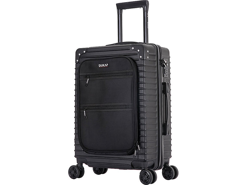 DUKAP Tour 20" Hardside Carry-On Suitcase, 4-Wheeled Spinner, TSA Checkpoint Friendly, Black (DKTOU00S-BLK)