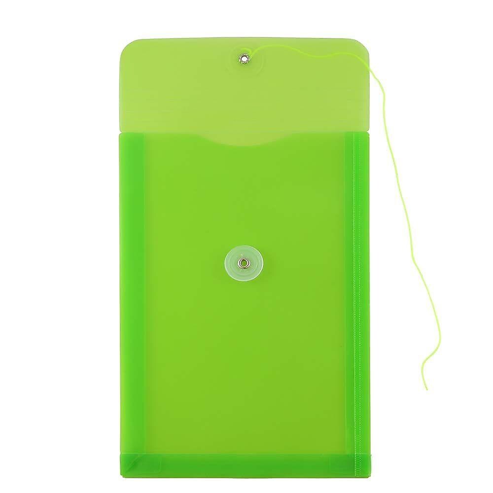 JAM Paper Premium Plastic Filing Envelope with Button & String Closure, 6 1/4" x 9 1/4", Lime Green, 3/Pack (472B1LIX3)