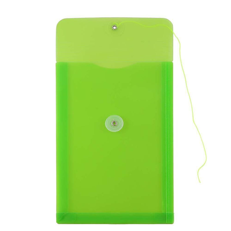 JAM Paper Premium Plastic Filing Envelope with Button & String Closure, 6 1/4" x 9 1/4", Lime Green, 3/Pack (472B1LIX3)