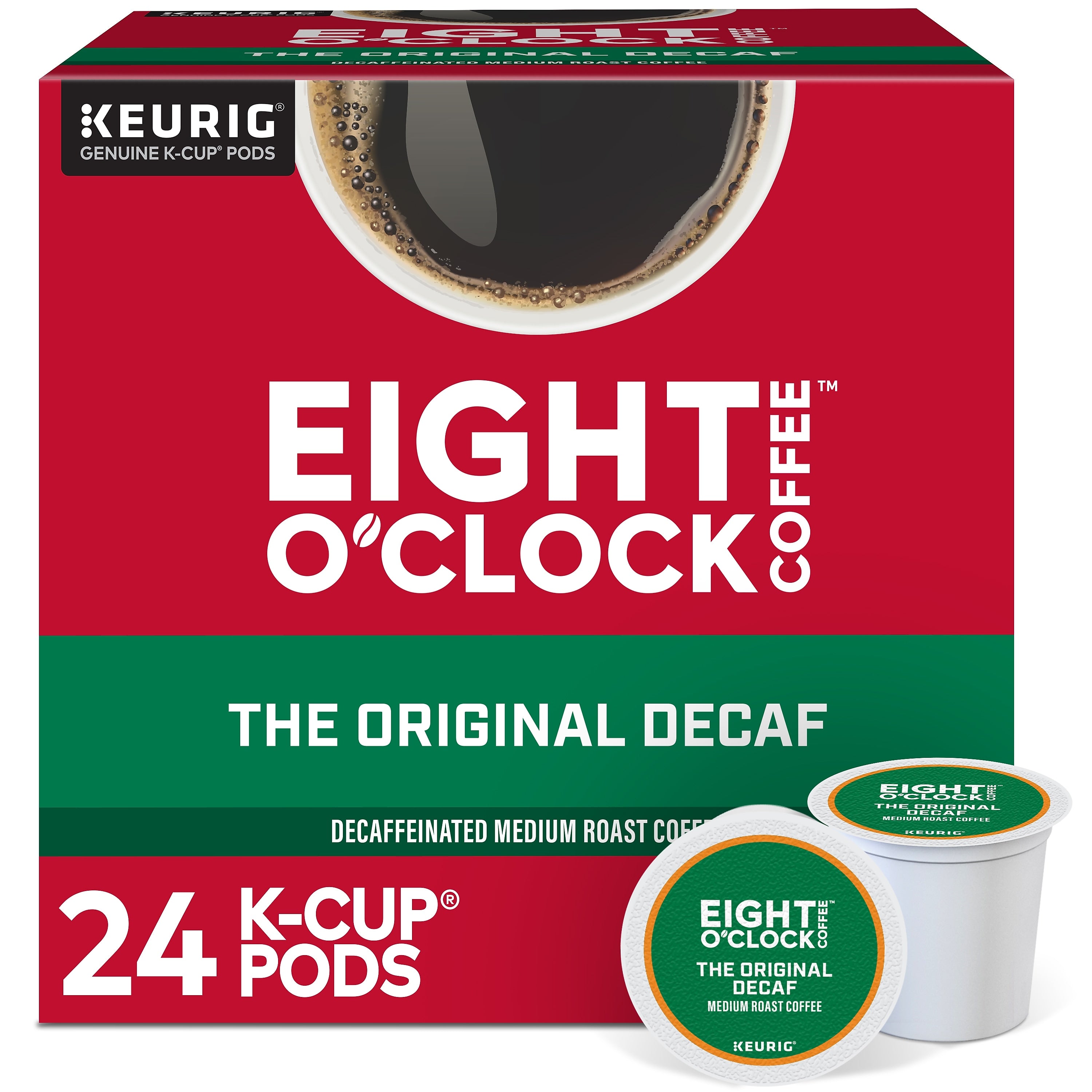 Eight O'Clock Original Blend Decaf Coffee, Medium Roast, Keurig® K-Cup® Pods, 24/Box (06425)