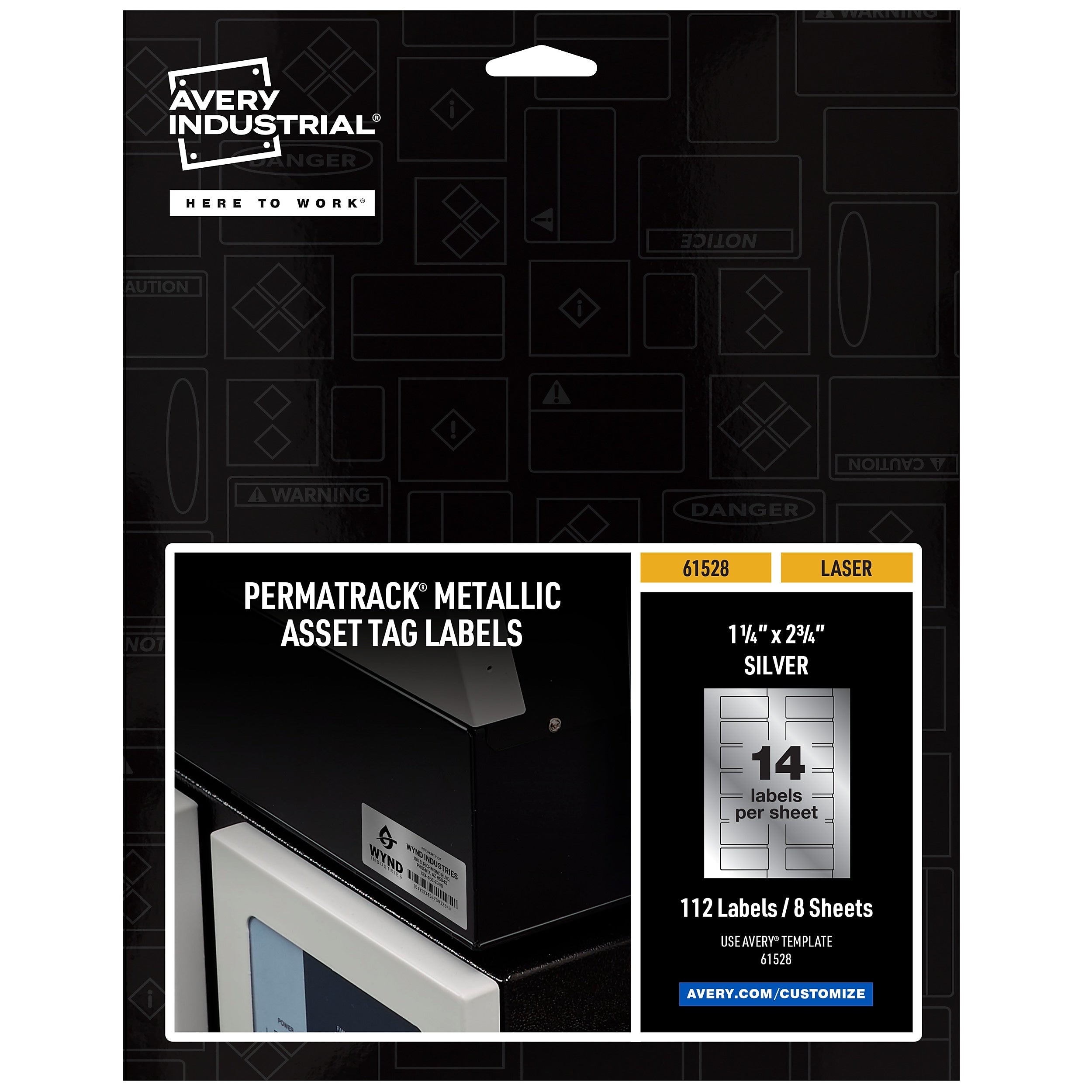 Avery PermaTrack Metallic Laser Asset Tag Labels, 1-1/4" x 2-3/4", Glossy Silver, 112 Asset Tags/Pack (61528)