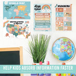 Hadley Designs 17" x 11" Retro Boho Preschool Educational Posters For Toddlers, Laminated, 16/Set (HDDX004ACFGE5)