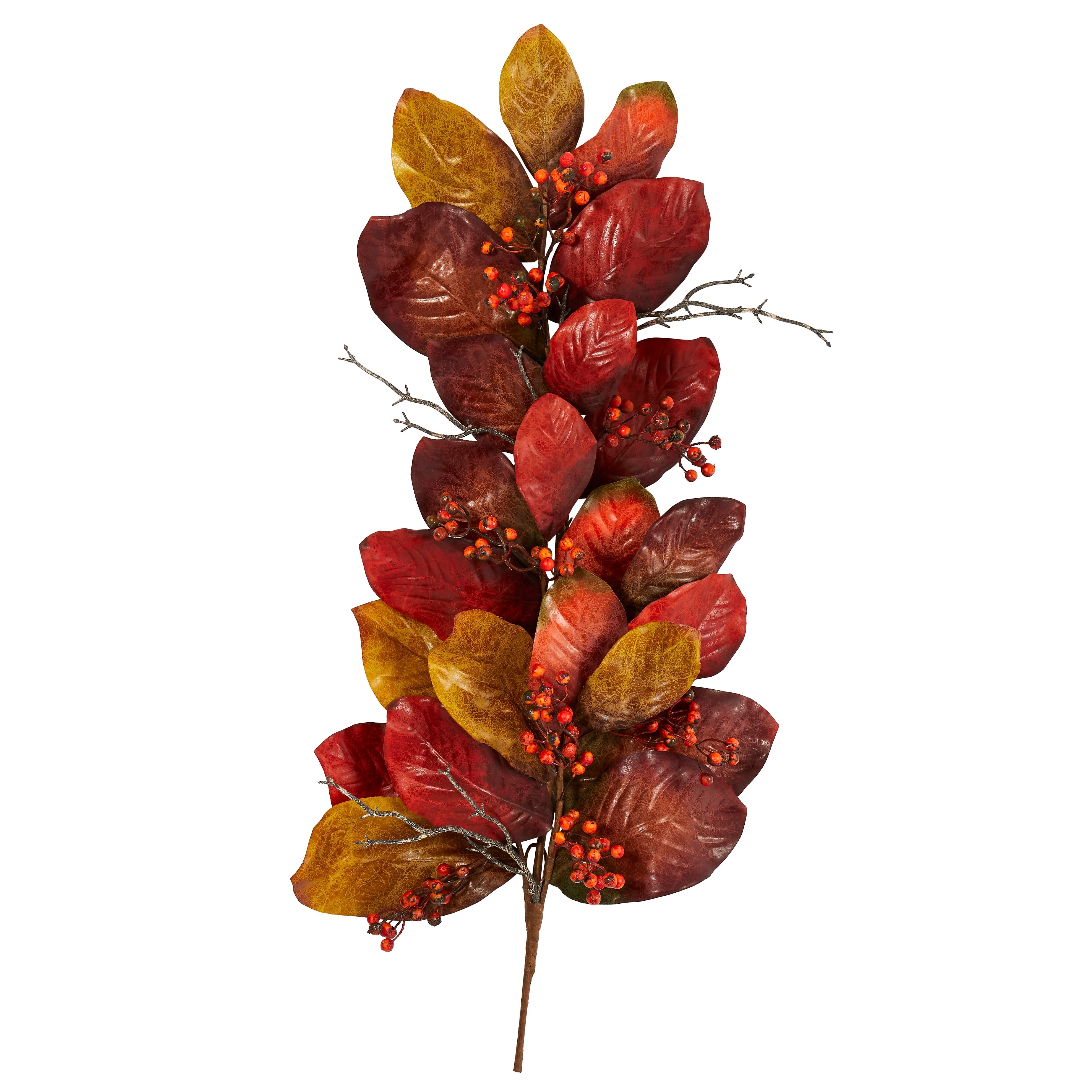 Nearly Natural 36" Autumn Magnolia Leaf with Berries Artificial Tear Drop (4494)