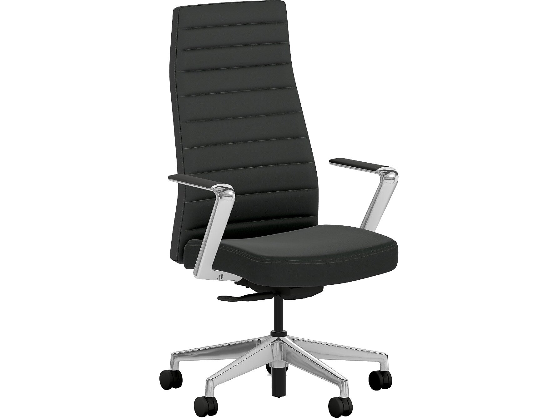 HON Cofi Fabric Swivel Executive Chair, Black/Polished Aluminum (HCFEU.W0.STC.P.H.UR10.CHSTC09.PA)