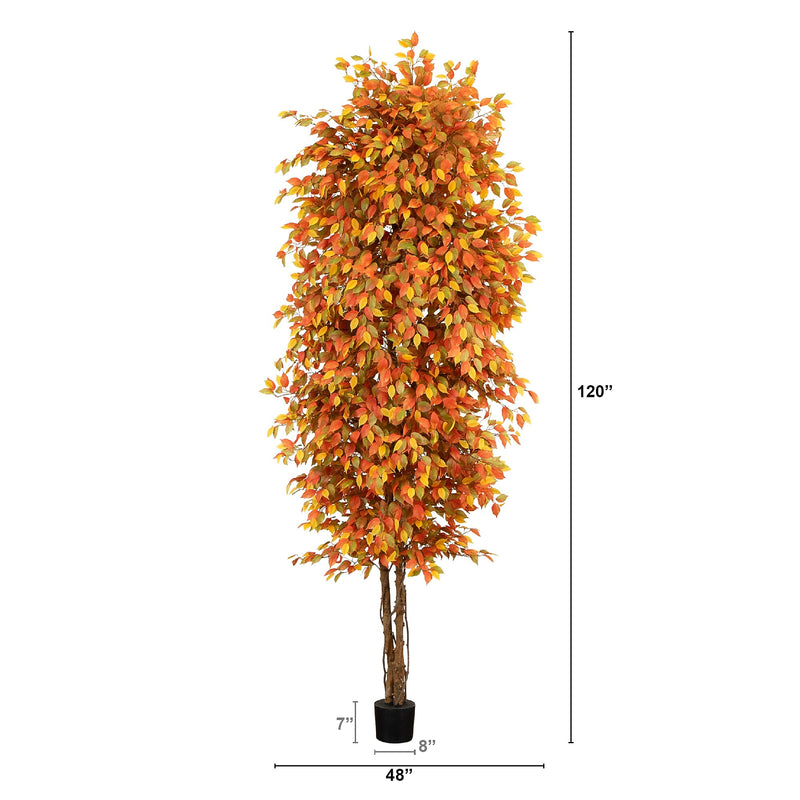Nearly Natural 10' Autumn Ficus Artificial Fall Tree (T4769)