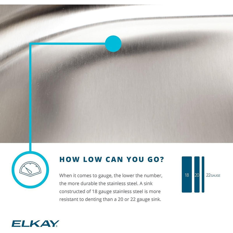 Elkay Lustertone 25" Drop In Single Basin Stainless Steel Kitchen Sink (LRAD2521553)