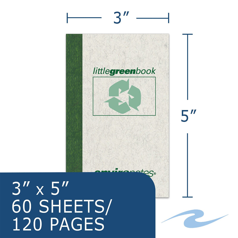 Roaring Spring Environotes 1-Subject Pocket Notebook, 3" x 5", Narrow Ruled, 60 Sheets, Gray/Silver, 48/Case (77356CS)