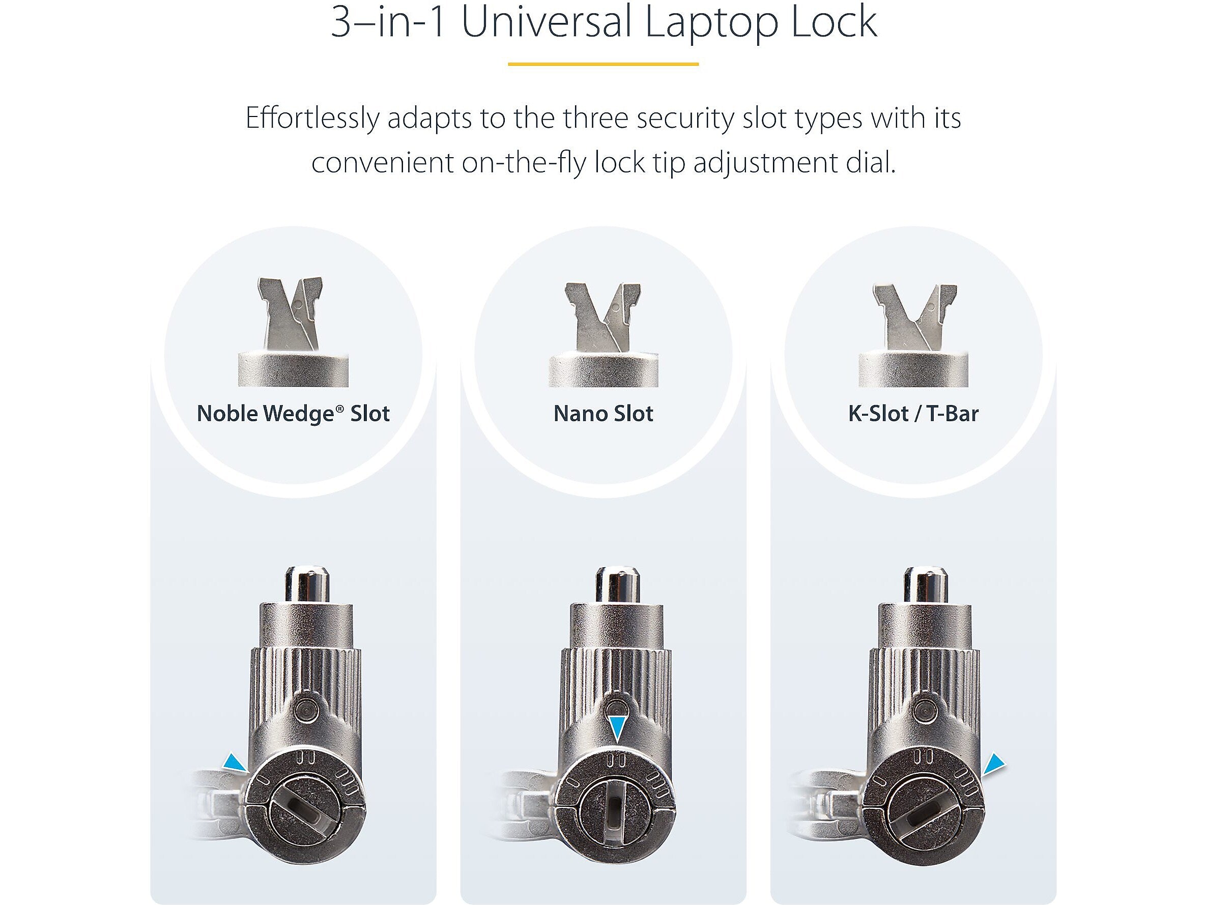 StarTech Universal Keyed Laptop Cable Lock, 6.6 ft. (UNIVK-LAPTOP-LOCK)