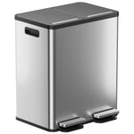 iTouchless SoftStep Stainless Steel Combo Step Pedal Kitchen Trash Can and Recycle Bin with Dual Odor Filters, 16 Gallon