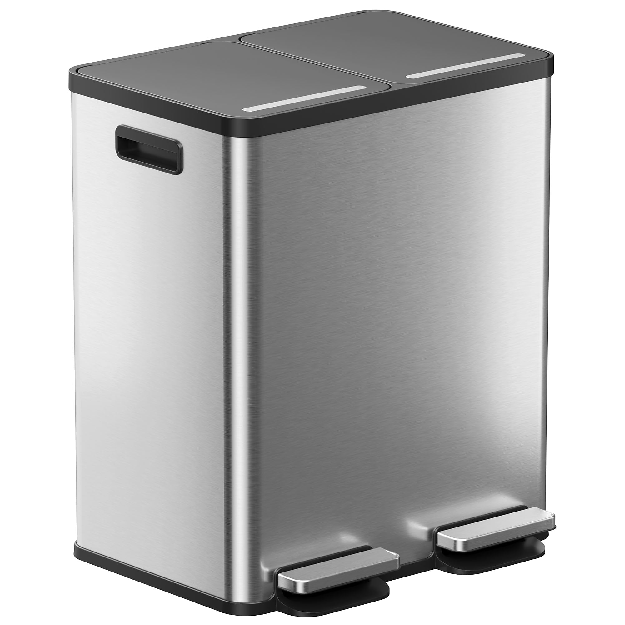 iTouchless SoftStep Stainless Steel Combo Step Pedal Kitchen Trash Can and Recycle Bin with Dual Odor Filters, 16 Gallon