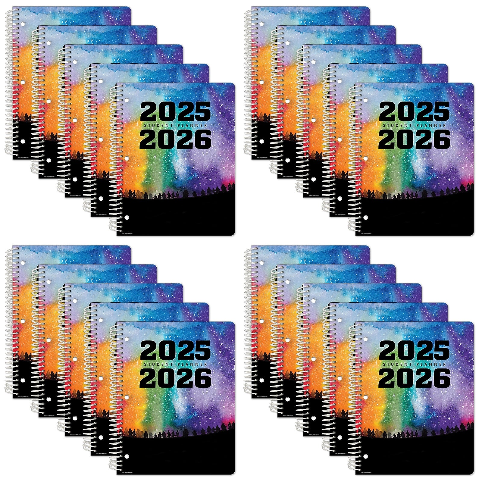 2025-2026 Global Printed Products Rainbow Silhouette 8.5" x 11" Academic Year Planner, Paperboard Cover, Multicolored, 20/Pack