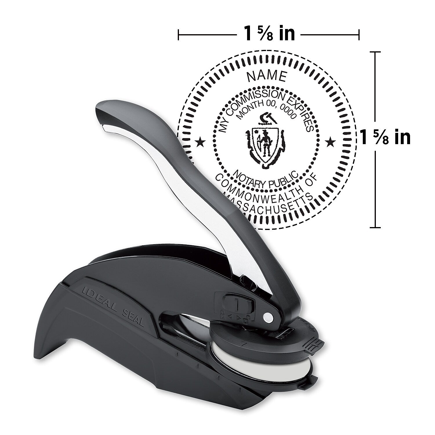 Custom Ideal 2 in 1 Pocket & Desk Notary Embosser, 1 5/8" Impression (Applicable States in Description)