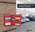 AdirOffice 30-Key Cabinet with Combination Lock and Key Tags, Red (682-30-RED-689-PKG)