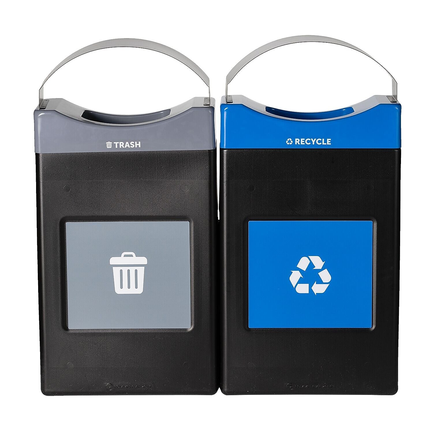 Commercial Zone Avante Series Polyethylene Dual-Stream Trash and Recycling Center, 60 Gallon, Black (787208MSA)