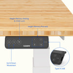 FlexiSpot E7COMMERCIAL 48''W Electric Rectangular Adjustable Bamboo Standing Desk, Bamboo/White (E7WCOMCR4824LBZB)