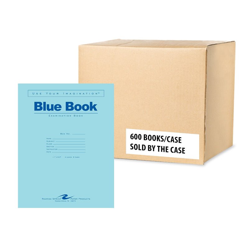 Roaring Spring Paper Products Exam Notebooks, 8.5" x 11", Wide Ruled, 4 Sheets, Blue, 600/Case (77515CS)