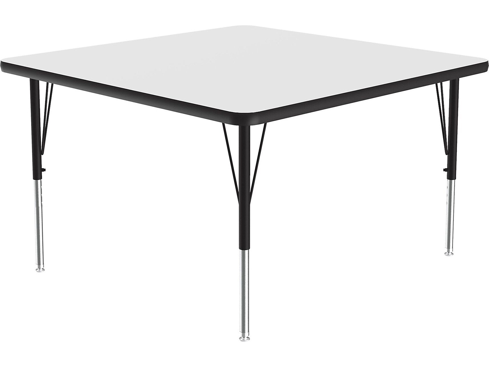 Correll Square Activity Table, 36" x 36", Height-Adjustable, Frosty White/Black (A3636DE-SQ-80)