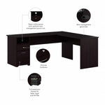 Bush Furniture Cabot 72"W L Shaped Computer Desk with Drawers, Espresso Oak (CAB051EPO)