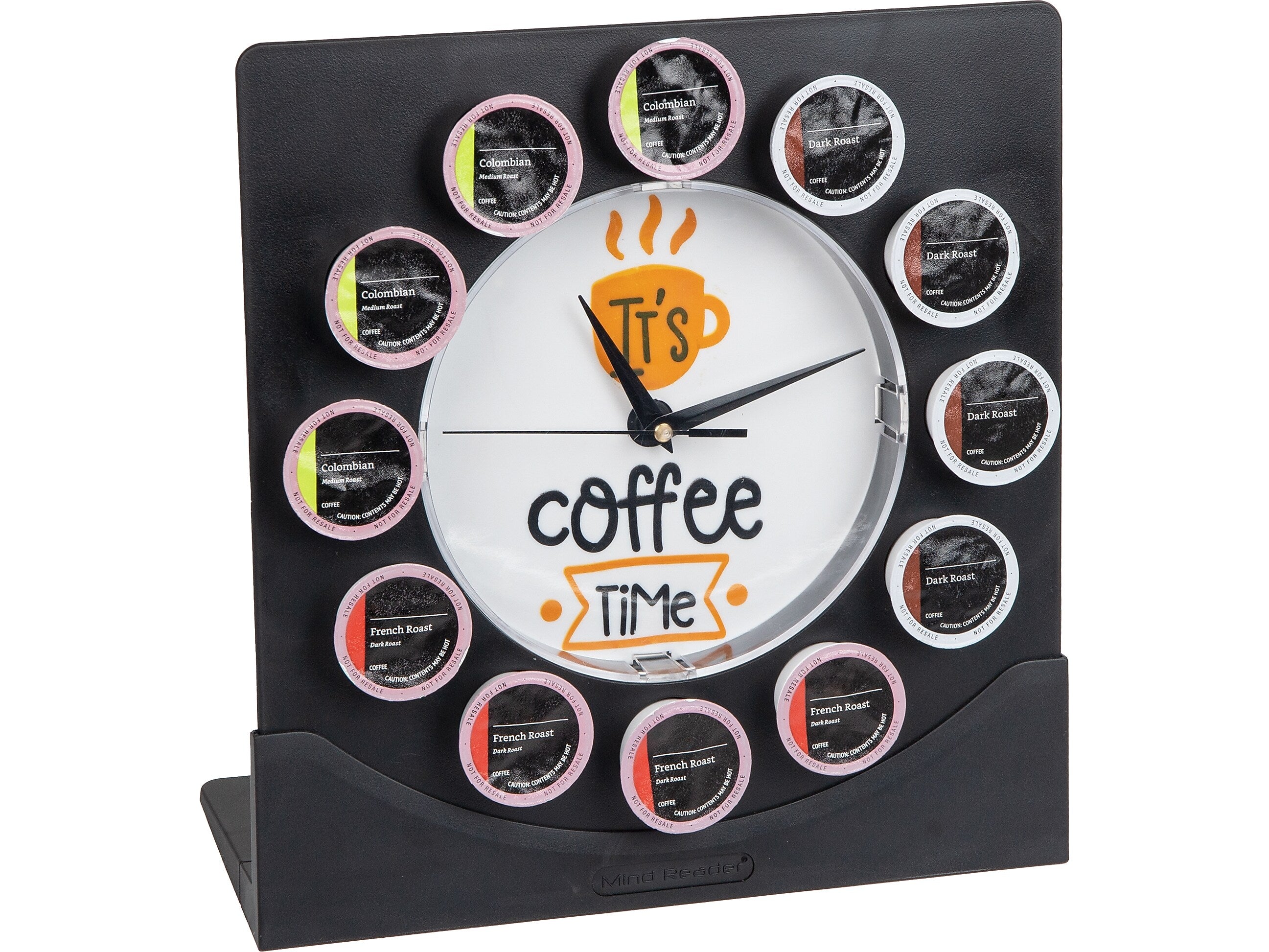 Mind Reader 12-Compartment Plastic Coffee Clock Pod Organizer, Black/White (PODCLOCK-BLK)