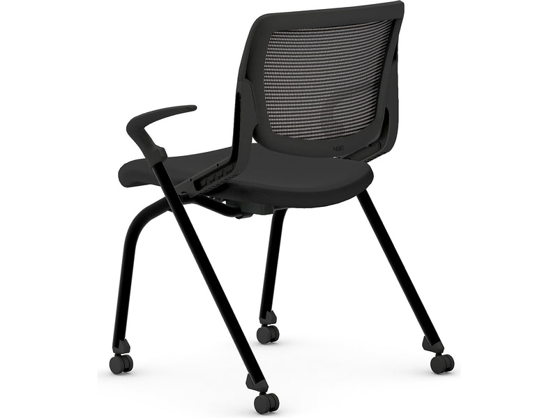 HON Motivate Fabric/Mesh Nesting Stacking Chair, Black/Charblack (HMN2.F.S.IM.ON.CU10.CBK)