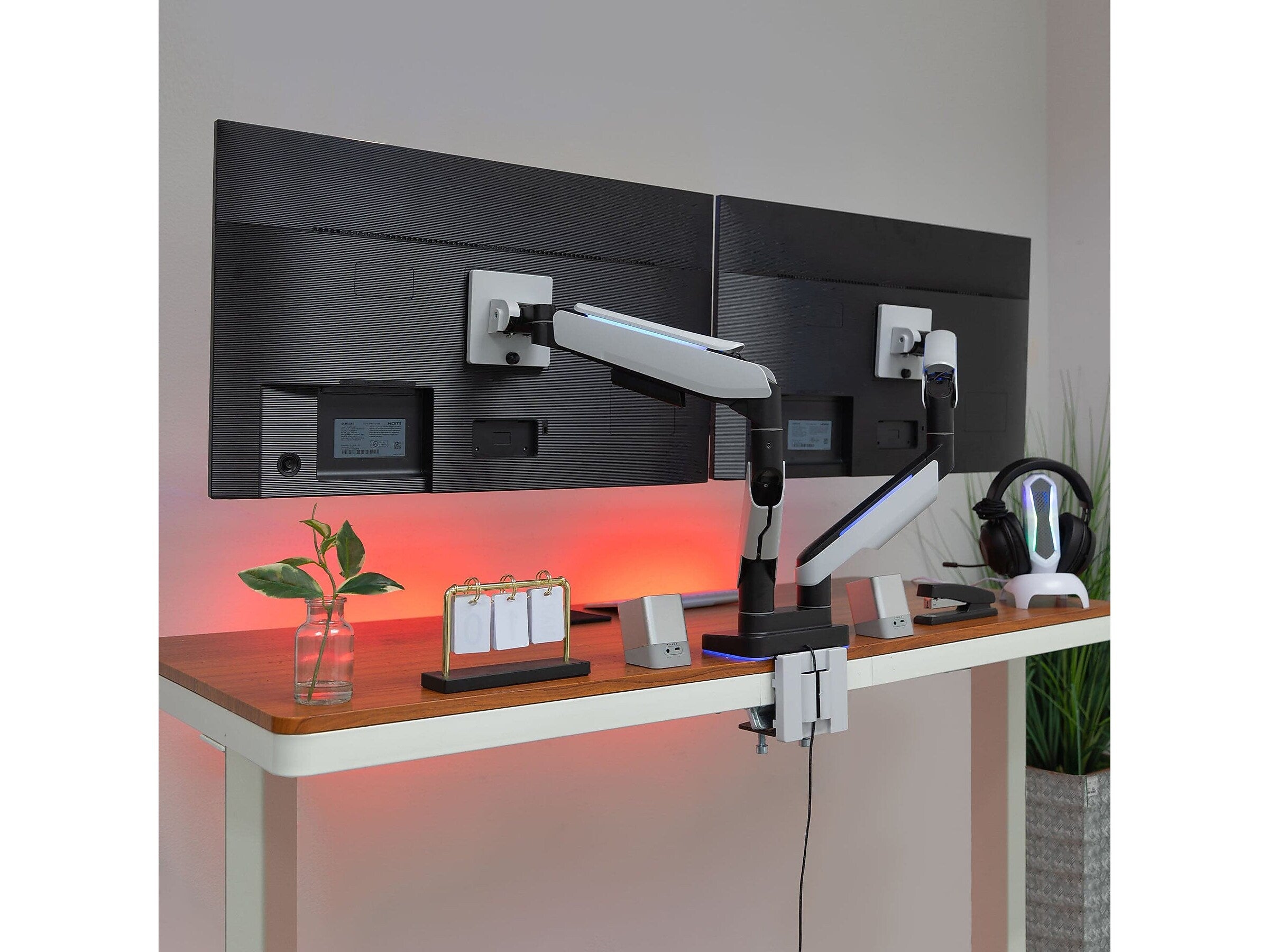 Mount-It! Adjustable Dual Monitor Arm, Up to 35" Monitor, Grayish White/Matte Black (MI-4882)