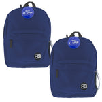 Bazic Classic Kids Laptop Compatible Backpack, Medium, Navy Blue, 2/Bundle (BAZ1060-2)