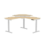 VersaDesk PowerLift 60"W Electric Corner Adjustable Standing Desk, Maple/White (PLCSD6060-WM-APP)