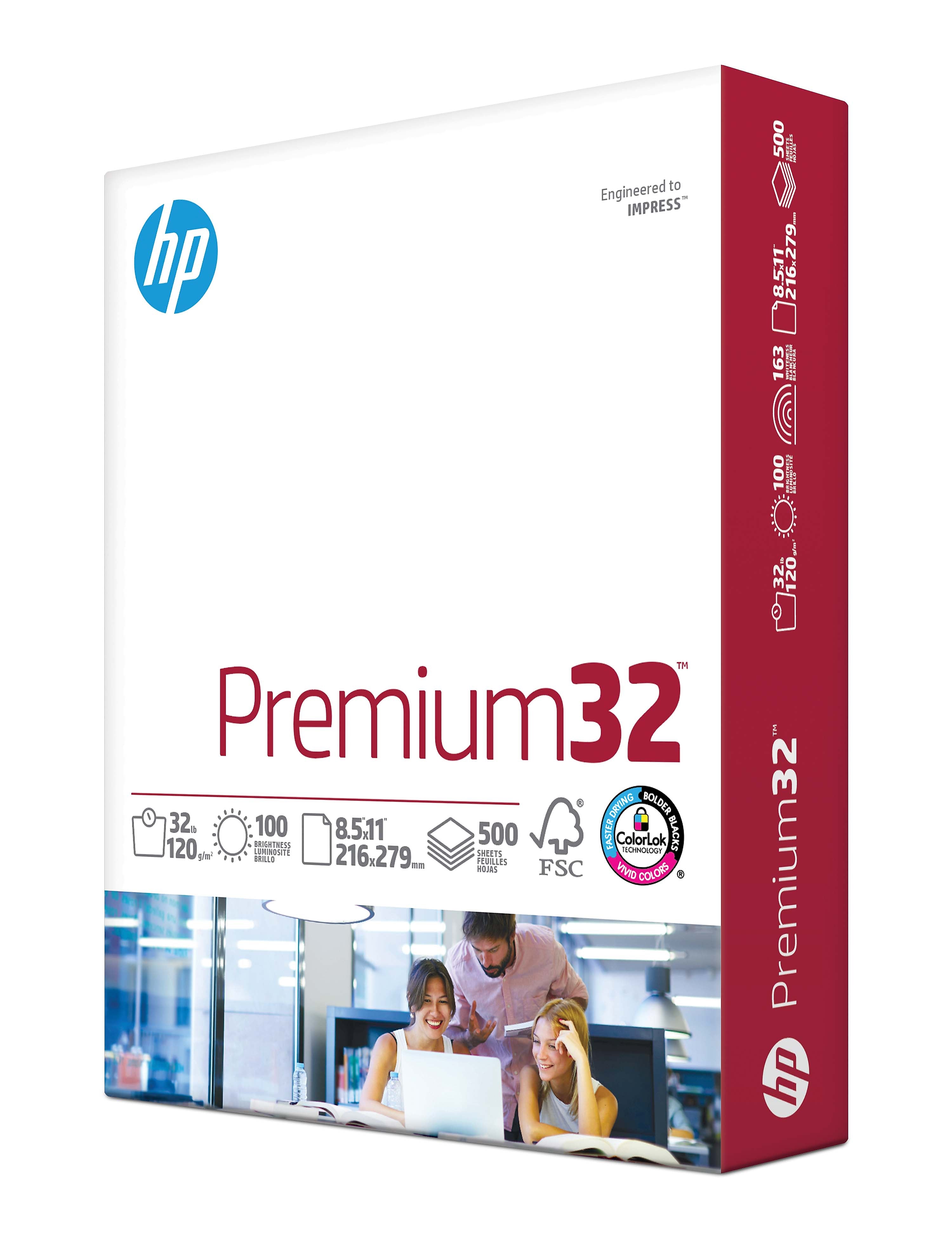 HP Premium32 8.5" x 11" Multipurpose Paper, 32 lbs., 100 Brightness, 500 Sheets/Ream (113100)