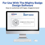 Avery The Mighty Badge Laser Printable Insert Sheets, 1" x 3", Clear, 20 Inserts/Sheet, 5 Sheets/Pack, 100 Inserts/Pack (71210)