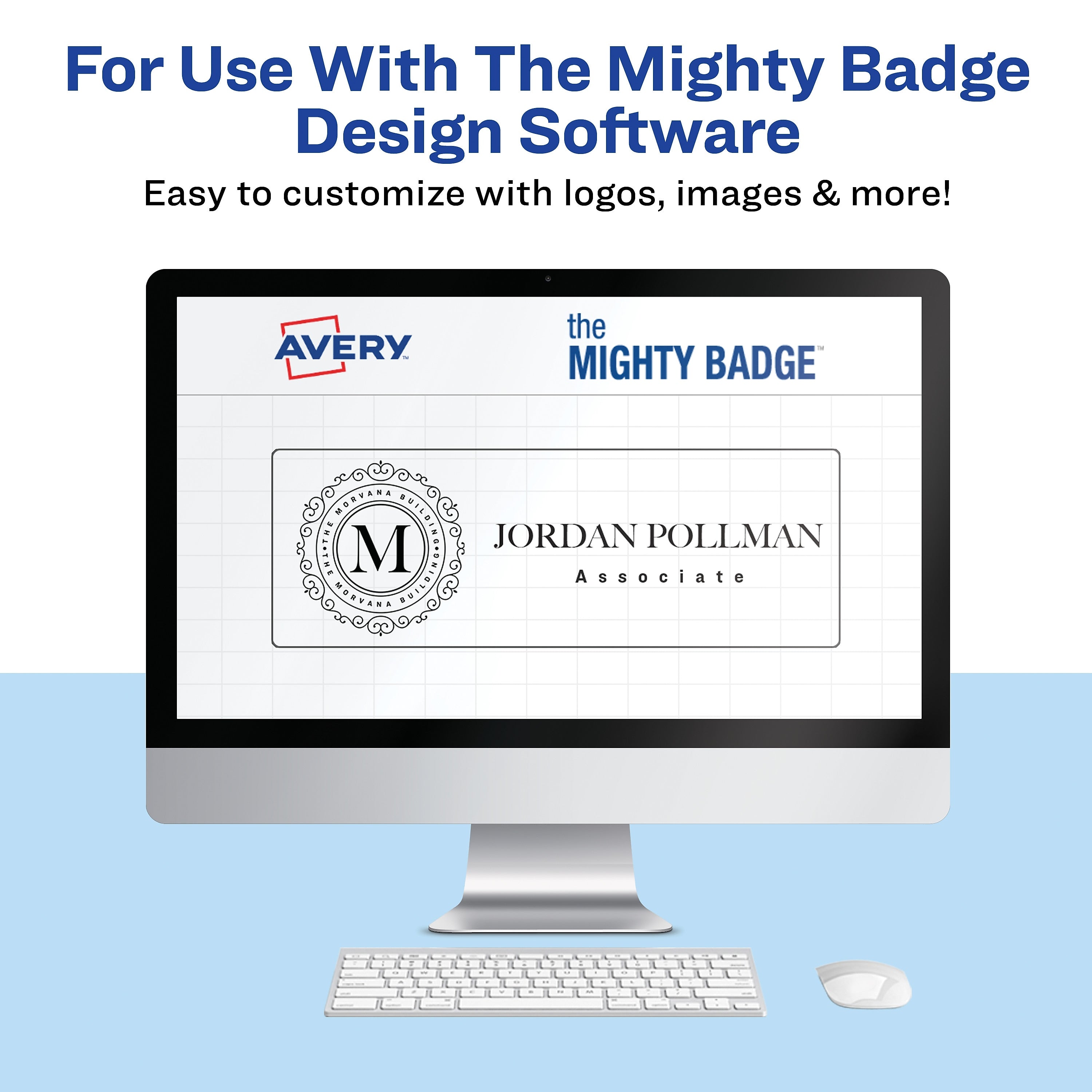 Avery The Mighty Badge Laser Printable Insert Sheets, 1" x 3", Clear, 20 Inserts/Sheet, 5 Sheets/Pack, 100 Inserts/Pack (71210)