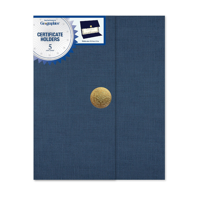 Royal Consumer Tri-Fold Certificate Holders, Navy, 5/Pack (GEO47837)