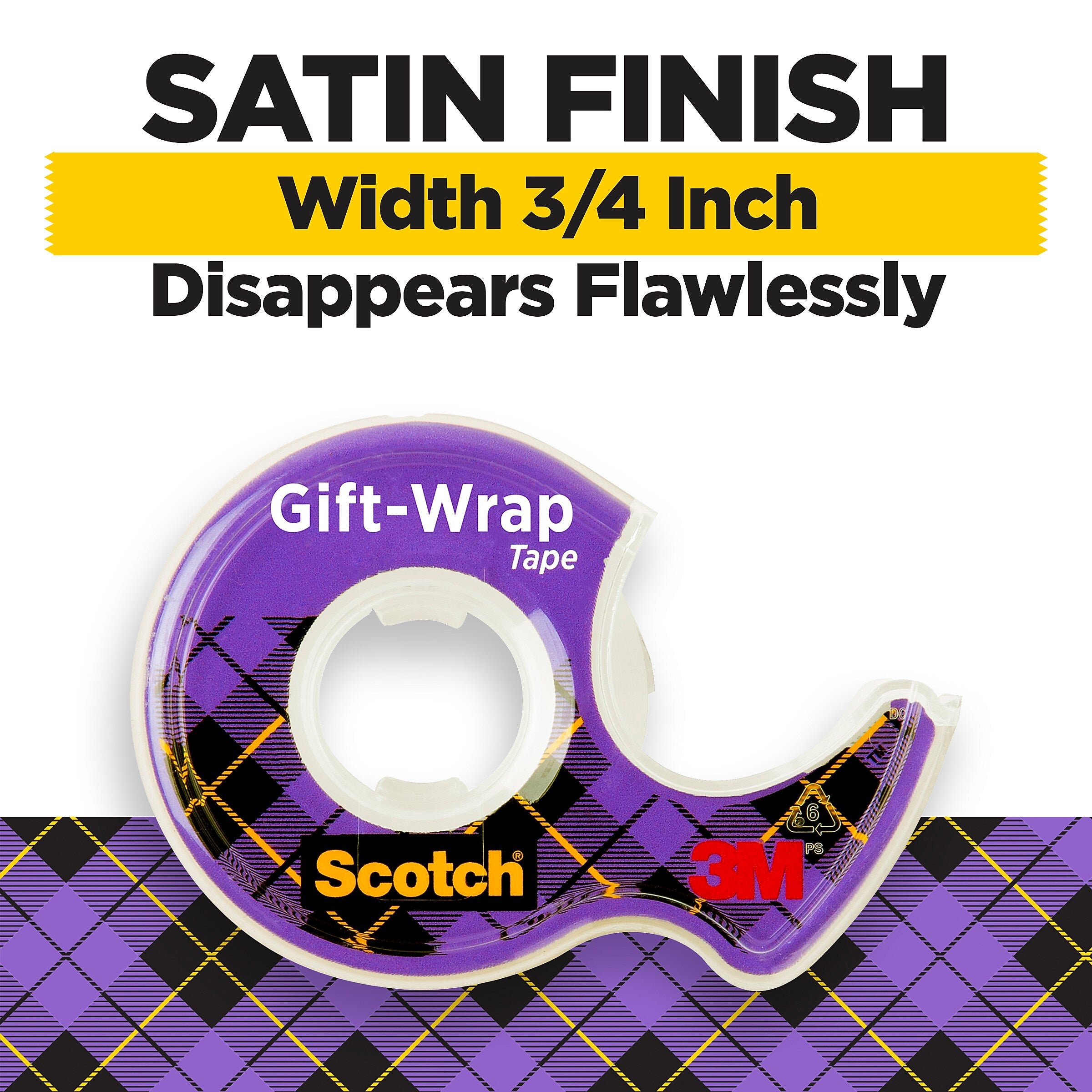 Scotch Gift-Wrap Transparent Tape with Dispenser, 0.75" x 18 yds, 1" Core, 6 Dispensers/Pack (615-SIOC)