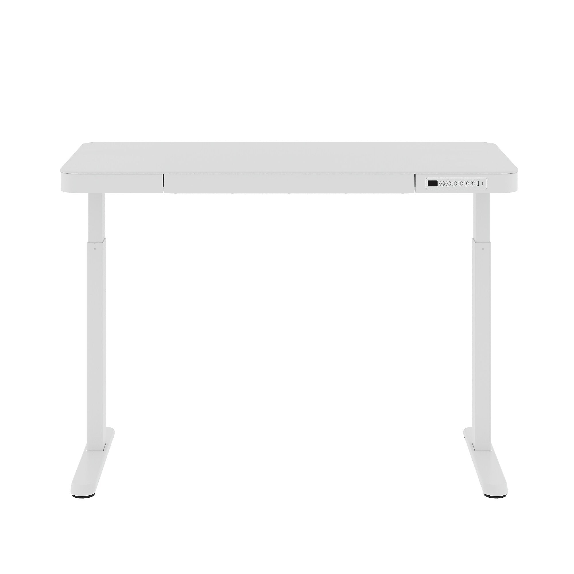 FlexiSpot EG9 48"W Electric Adjustable Glass Top Standing Desk, White (EG9W-E)